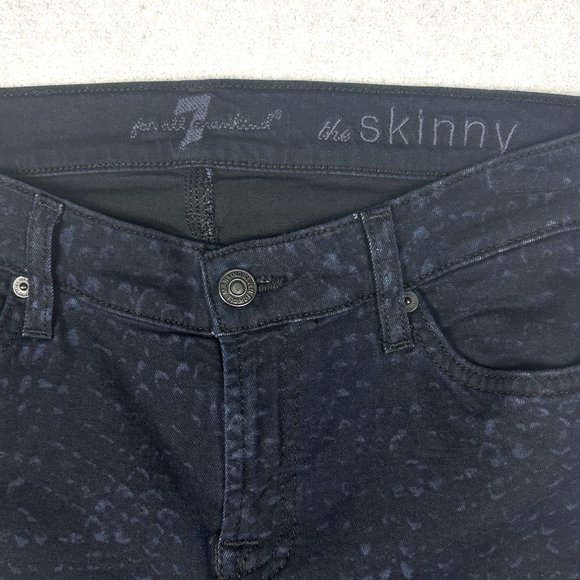 7 For All Mankind Jeans Womens 29x32* The Skinny Blue Animal Print Stretch - Picture 4 of 14